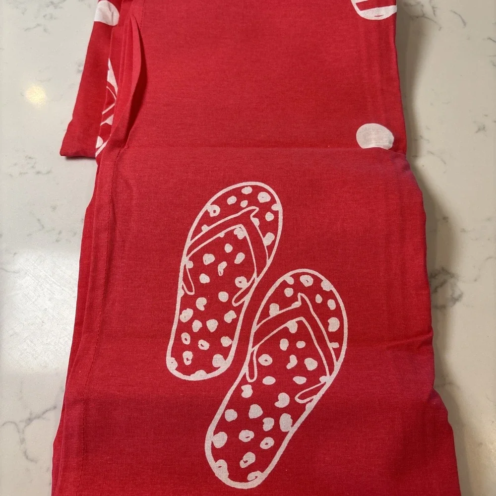 Beach Road Beach Sheet Blanket Flip Flip Print Red White New 72 x 72 100% Cotton